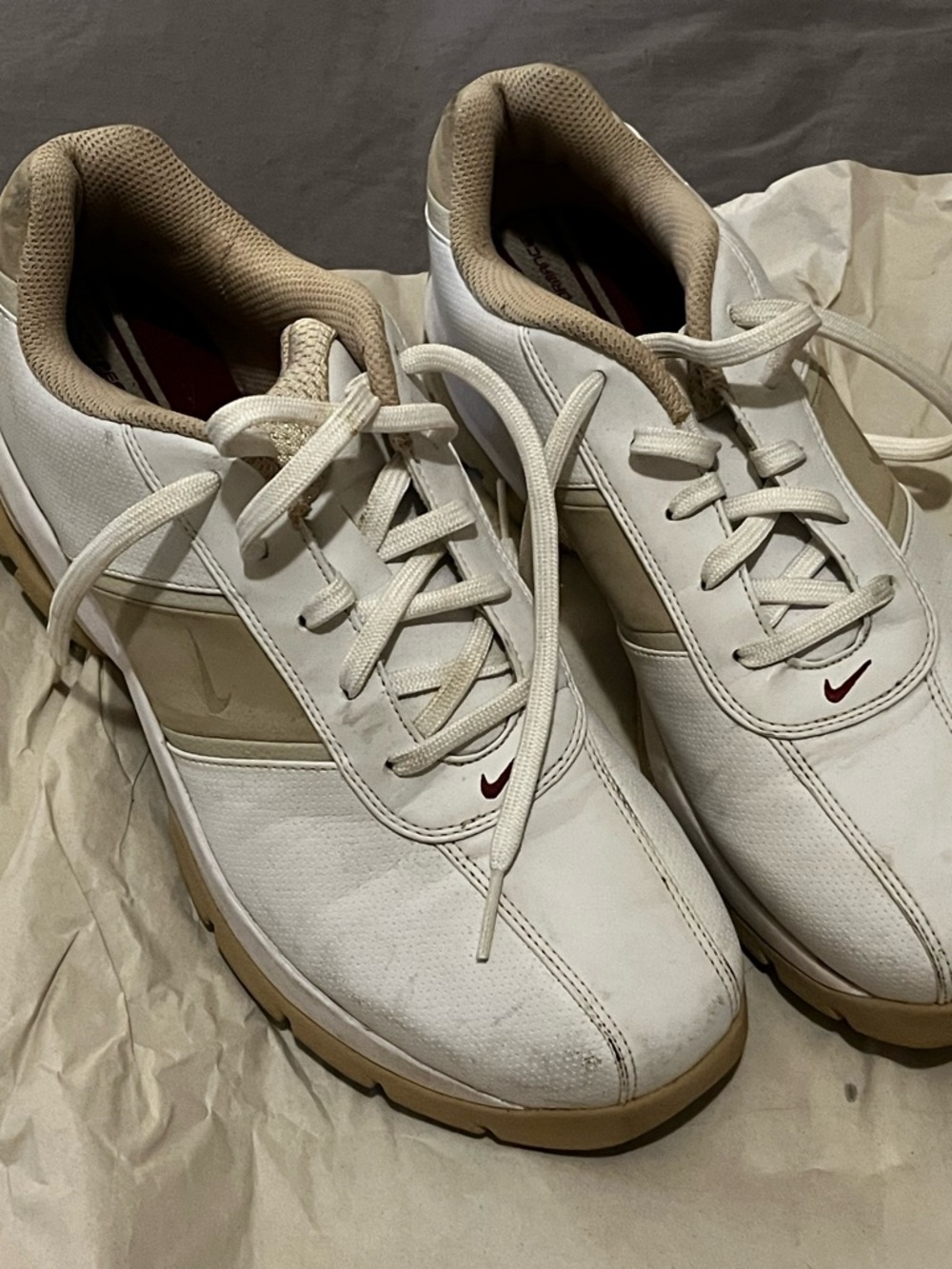 Nike Women’s White and Tan Golf Sneakers
